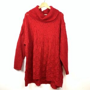 Elsamanda Knit Sweater Red Sz 2X Mohair Blend Italy Turtleneck Soft Textured